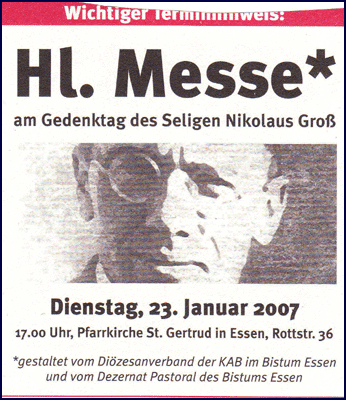 Hl. Messe Dienstag, 23.01.07, 17:00 Uhr